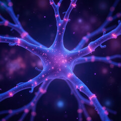 Poster - vibrant neuron structure with glowing connections, showcasing intricate details and cosmic background, evokes sense of wonder and exploration