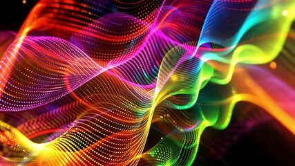 Poster - colorful abstract wave patterns vibrant digital background showcasing light, motion, energy, and cre