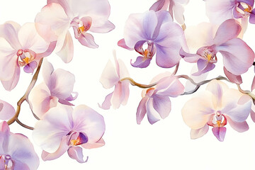Poster - Delicate pastel orchid blossoms in a floral arrangement.