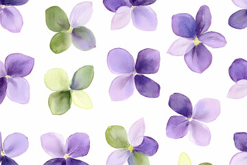 Poster - Delicate floral pattern of light purple and green blossoms.