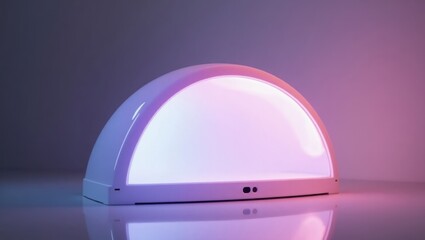 Poster - Lumi. Soft warm glow. Trend product close-up. Soft warm light from lamp creates cozy atmosphere in quiet peaceful home setting.