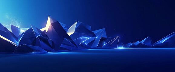 Poster - Blue technology background with glowing lines and geometric shapes, perfect for presentation backgrounds or design projects. Vector illustration. Isolated on a dark blue solid color. 