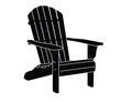 © CreativeDesign - Adirondack chair silhouette. This image shows a silhouette of an Adirondack chair, also known as a Muskoka chair, featuring a slatted back and wide armrests. Vector clipart illustration design.