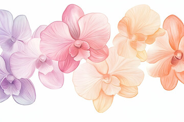 Poster - Colorful orchid blossoms in a horizontal display.