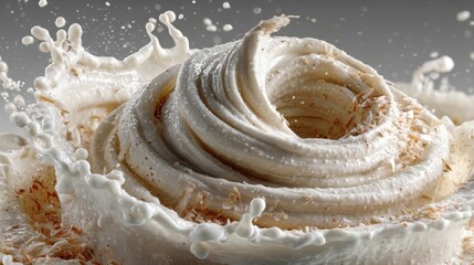 Poster - Creamy Swirl Milk Splash with Coconut Flakes