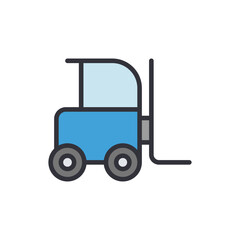 Poster - Forklift colored icons, minimalist vector illustration ,simple transparent graphic element .Isolated on white background