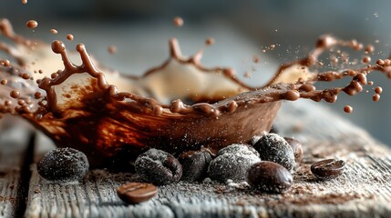 Aufkleber - Delicious Chocolate Coffee Beans Splash