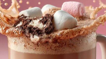 Aufkleber - Delicious Hot Chocolate with Marshmallows and Brownie Bites
