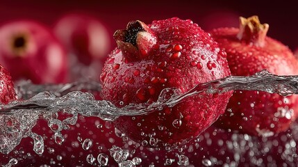Aufkleber - Juicy Pomegranates Splashing in Water