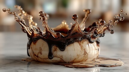 Poster - Stunning Coffee Splash Crown, Rich Brown Liquid