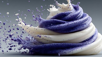 Poster - Swirling Purple and White Cream Dessert Splash