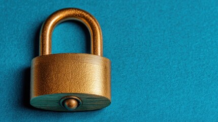 Poster - A classic padlock on a blue background symbolizing attention freeze and cognitive lock-in on valuable assets