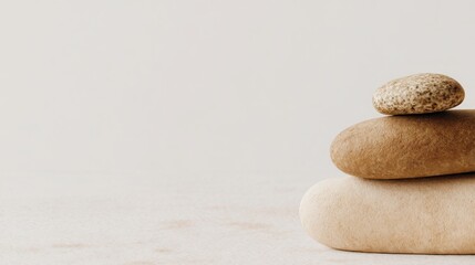 Poster - balanced stack of rocks with a stone on top symbolizing soft passive income flow and calm wealth str