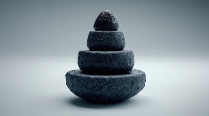 Poster - Stack of naturally balanced rocks representing stability and meditation in a peaceful natural environment