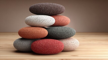 Poster - A balanced stack of smooth stones symbolizing mindfulness and control in financial decision-making and money management