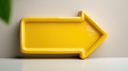 Poster - Bright yellow tray placed on a white table creating a clean and minimalist presentation for food or objects