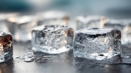 Poster - collection of ice cubes on a surface representing cold clarity and refreshing detachment from financ