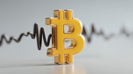 Poster - A prominent golden bitcoin symbol representing blockchain technology and its quiet power in the digital finance landscape