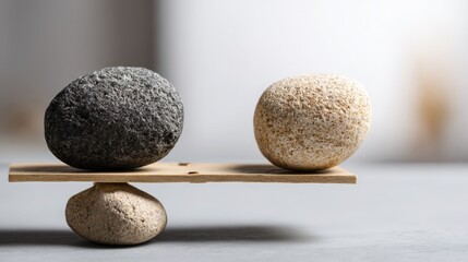 Poster - Two spheres on a scale illustrating decentralized harmony and the balance concept in blockchain ecosystems