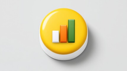 Poster - Elegant yellow button with a green and white bar symbolizing graceful trade performance and execution in business