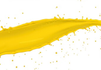Poster - Dynamic splash of vibrant yellow paint creates a striking abstract design on a white background