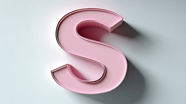 The letter S in pink pastel colors, in a clipart style on a white background, a cutout of the shape of an S with a simple and elegant design.