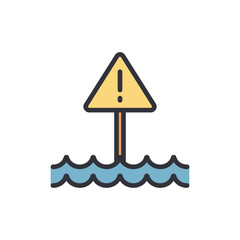 Poster - Flood alert colored icons, minimalist vector illustration ,simple transparent graphic element .Isolated on white background