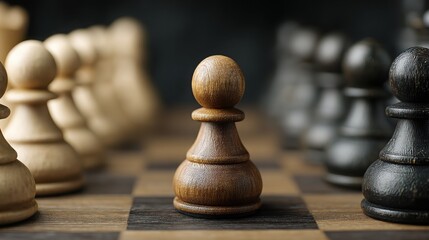 Poster - Engaging chess game on a board symbolizing strategic thinking and executive cognitive bias mitigation in competitive environments
