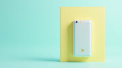 Leinwandbilder - Machine Translation. Machine Learning Evolution. Isolated background, copyspace.. Simple white phone back blends into vibrant yellow and blue space symbolizing evolution in machine learning.