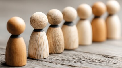 Poster - A group of wooden pegs forming a minimalist representation of authority and executive presence in a conceptual setting