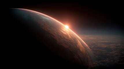 Poster - The sun rising over earth symbolizing exoplanet economy speculation platforms and market predictions in a visual concept