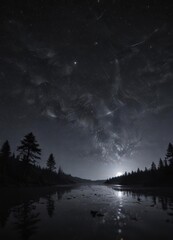 Wall Mural - starry night, inky black canvas, countless twinkling stars, twinkle, galaxies, glitter