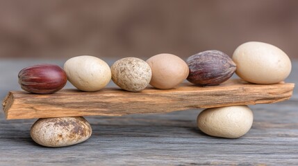 Poster - Wooden board displaying assorted nuts representing diversity and wealth in financial education and investment concepts