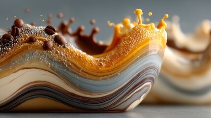 Poster - Coffee and Cream Splash with Coffee Beans