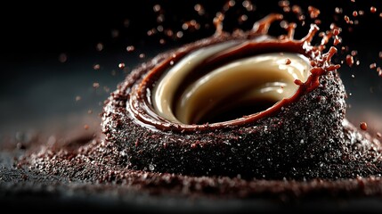 Poster - Delicious Chocolate Drink Splashing in Coffee Beans