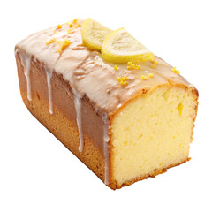 Aufkleber - Lemon pound cake with lemon glaze and slices on top, showcasing moist texture and golden crust. Perfect for dessert or sweet treat, this cake is both visually appealing and delicious
