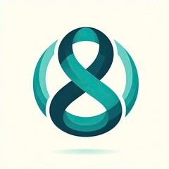 Poster - Clean illustration of a stylized teal ribbon forming a complete and protective circle, illustration creative 