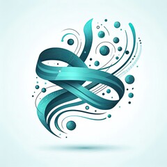 Poster - Clean illustration of a stylized teal ribbon forming a complete and protective circle, illustration creative 