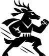 © Fitrawati - Superhero Deer in Action A stylized illustration of a powerful deer superhero running with determination embodying strength agility and environmental protection.