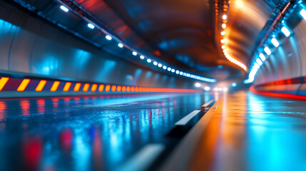 Poster - Dynamic light trails in urban tunnel city photography futuristic environment low angle motion and ambience