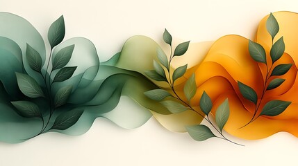 Aufkleber - Abstract leaves wave organic color background
