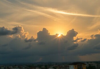 sun is shining through the clouds in the sky