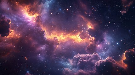 Majestic Cosmic Symphony, A breathtaking view into a vibrant nebula