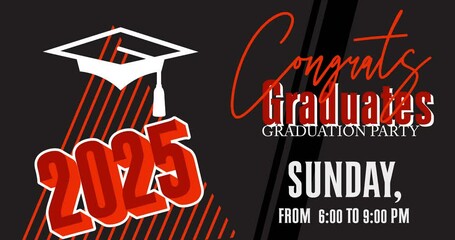 Poster - Class of 2025. Animation design invitation for college graduate template. Graduation event, greeting.