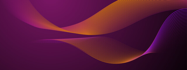 Poster - Abstract design with orange and purple lines on a dark purple background. Perfect for modern themed designs like websites, social media posts, and presentations.