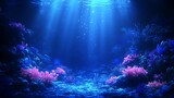 Enchanting underwater coral reef with light