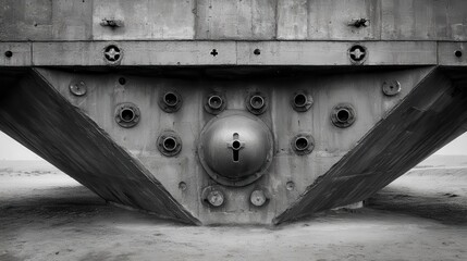 Poster - Gray concrete structure with metallic details.