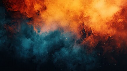 Poster - Abstract blend of fiery orange and smoky teal hues