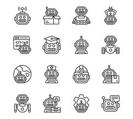 Poster - Robotic characters in assorted line designs