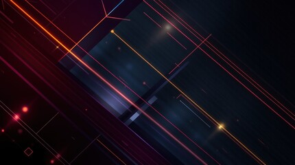 Poster - Abstract dark background with glowing lines and geometric shapes